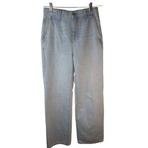 ZARA High-Waisted Size 2 Light Wash Straight-Leg Jeans Cotton Blend